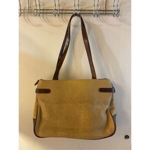 Aigner Etienne Natural straw leather shoulder bag 14x10”